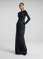 Ari Cotton Rib Long Sleeve Tee - Black by A.L.C — view 3
