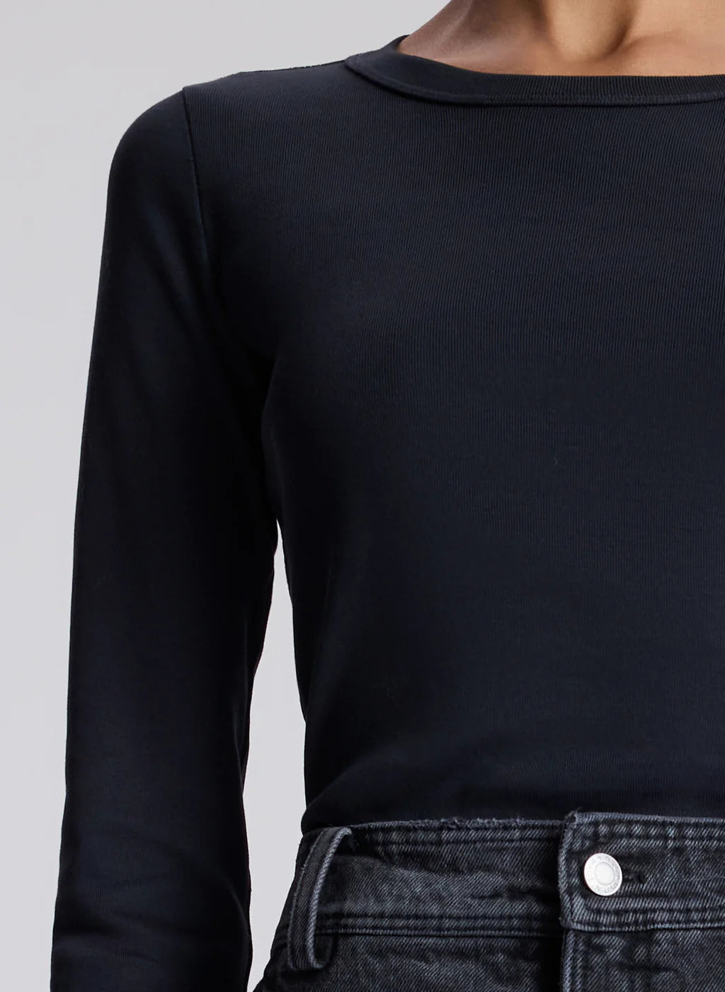 Ari Cotton Rib Long Sleeve Tee - Black by A.L.C — alternate view