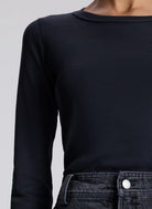 Ari Cotton Rib Long Sleeve Tee - Black by A.L.C — alternate view
