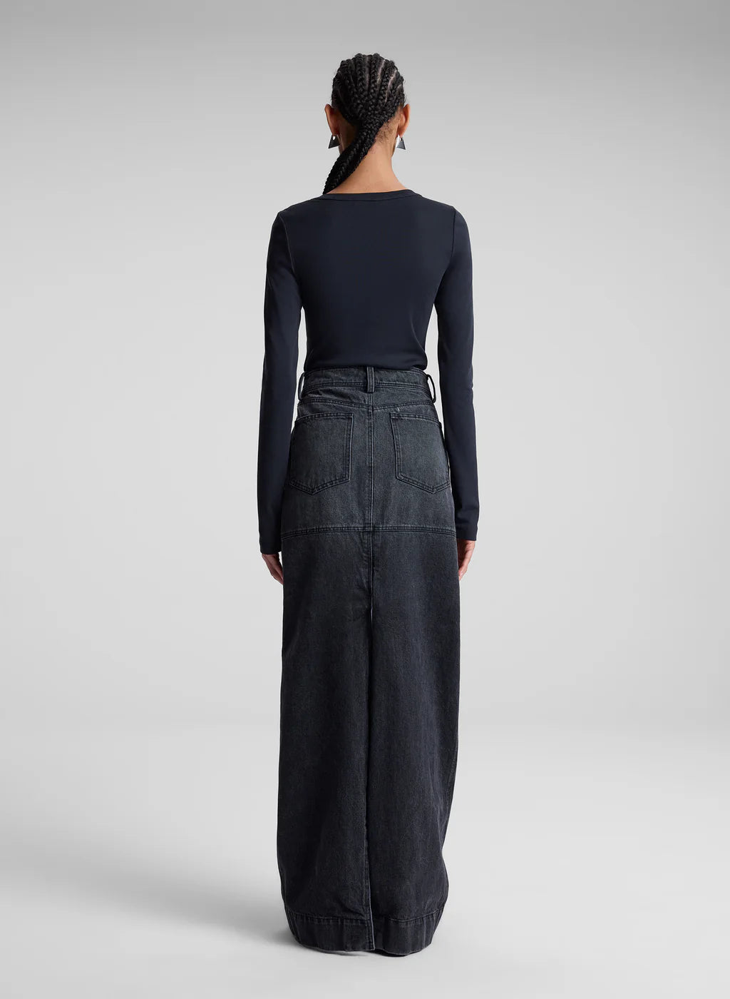 Ari Cotton Rib Long Sleeve Tee - Black by A.L.C — view 4