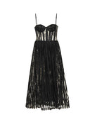 Lurex Tulle Bustier Midi Dress - Black by PatBo — view 6