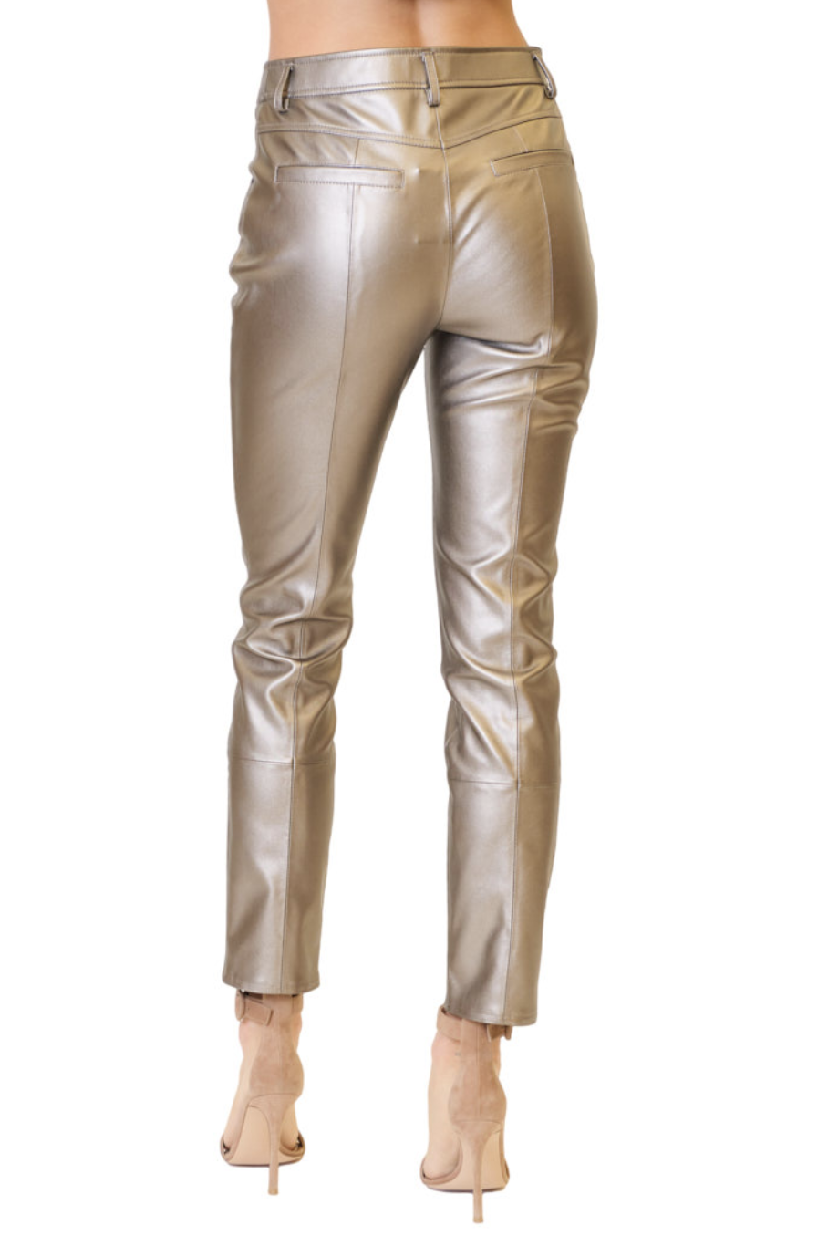 Rue Faux Leather Pants - Silver by Milly — view 3