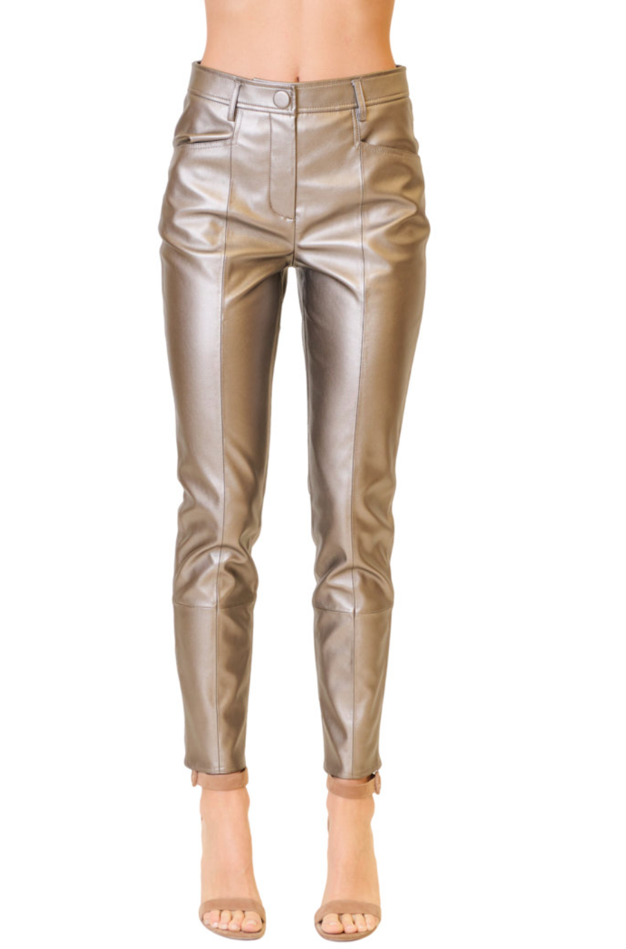 Rue Faux Leather Pants - Silver by Milly — alternate view