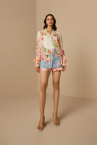 Kavi Long Sleeve Top - Pink Blue by Hemant & Nandita | 25 South Boutiques