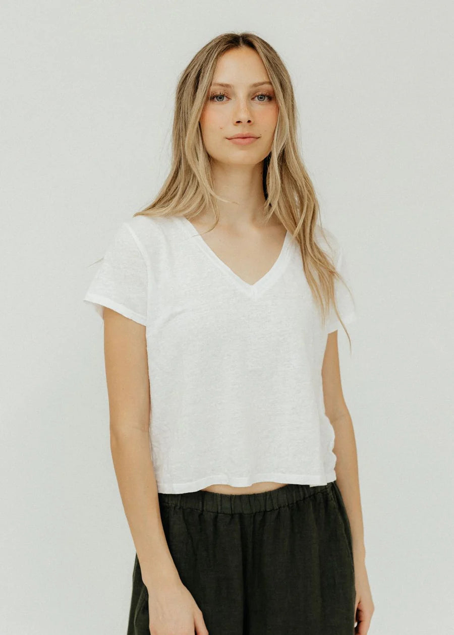 Amber Crop Tee - White by Velvet | 25 South Boutiques