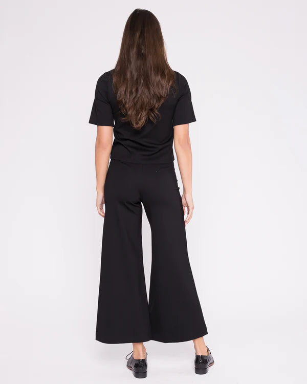 Black Ponte Knit Wide Leg Cropped Pant - Black by Ripley Rader — alternate view