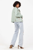 Sofia Leather Jacket - Frosty Green by Mauritius — view 4