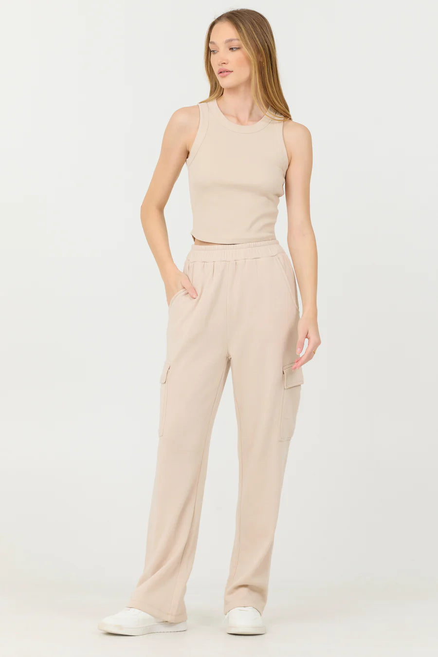 Cashmere Fleece Cargo Pants - Vanilla Cream by Vintage Havana | 25 South Boutiques
