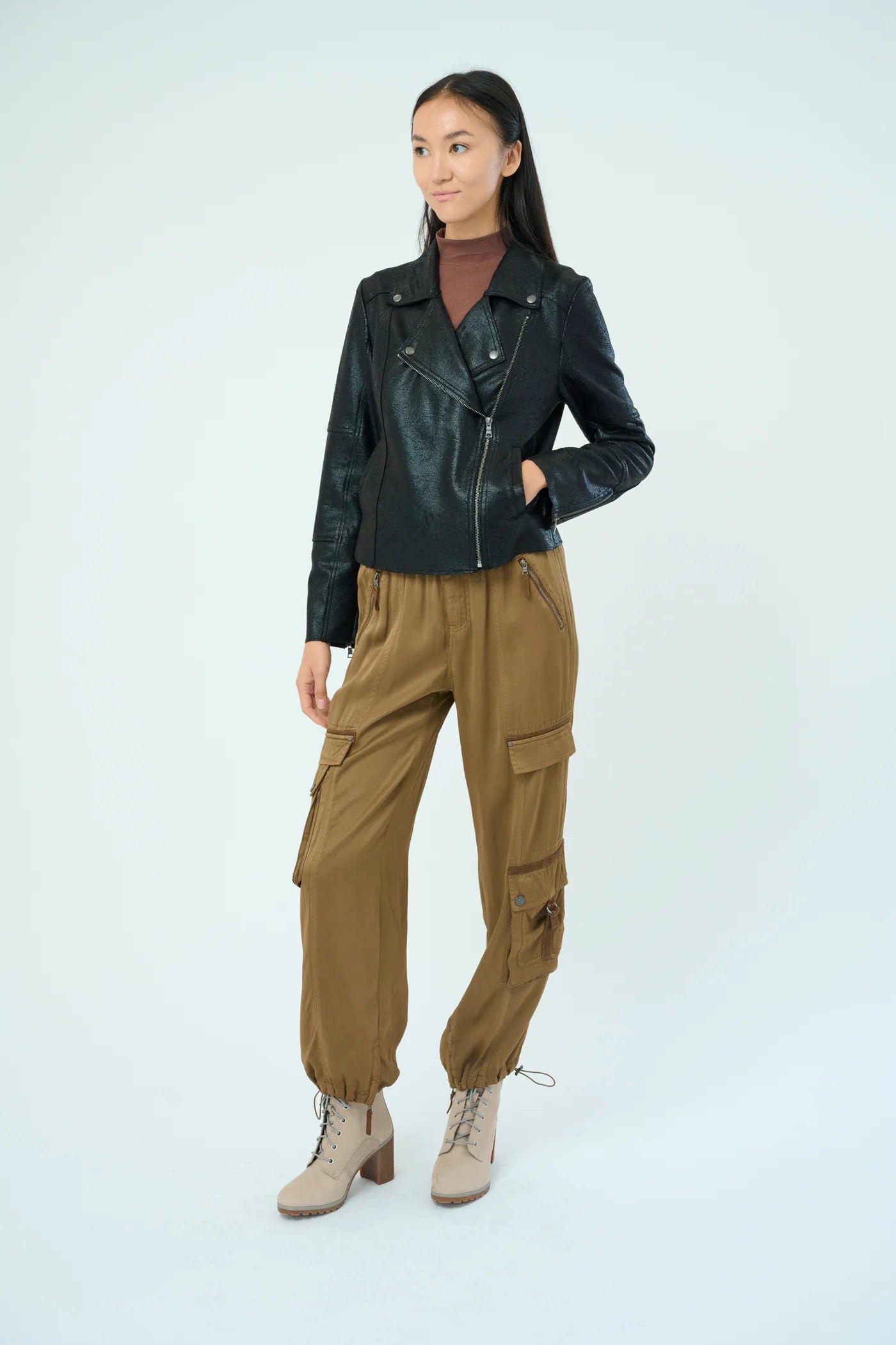 Piper Metallic Moto Jacket - Metallic Black by Marrakech — view 3