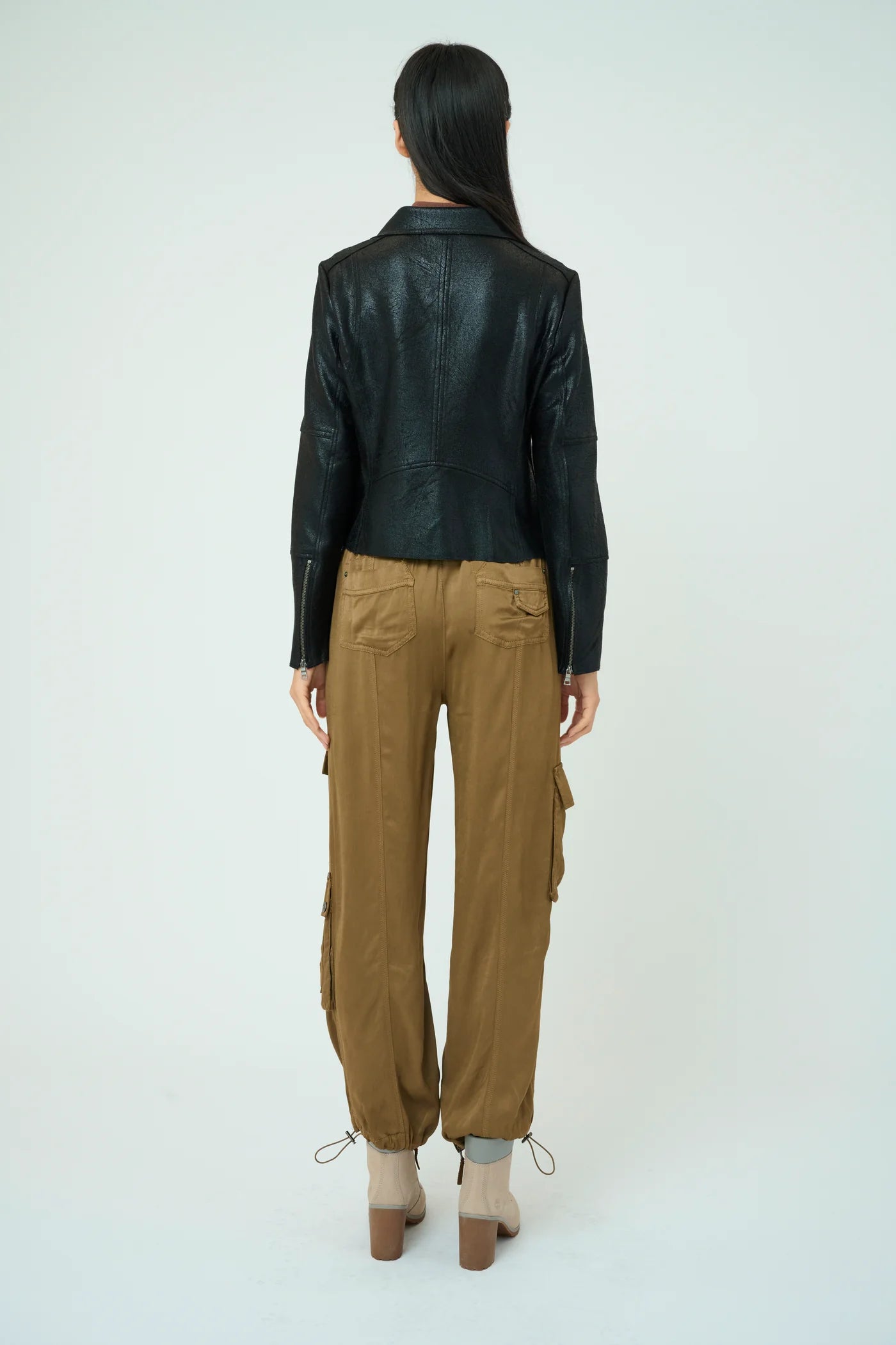 Piper Metallic Moto Jacket - Metallic Black by Marrakech — view 4