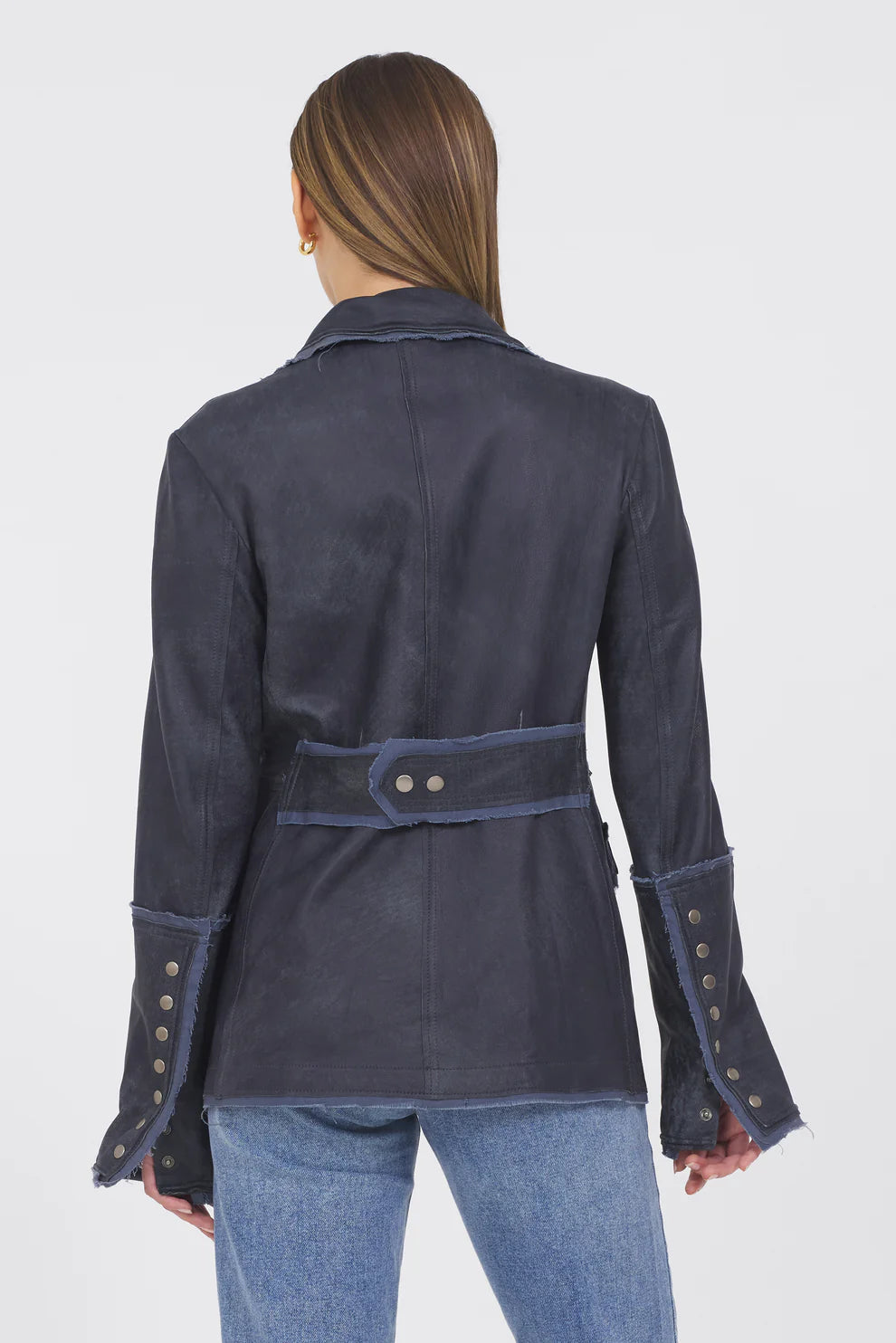 Meryl Distressed Leather Jacket - Indigo by Jakett — view 4