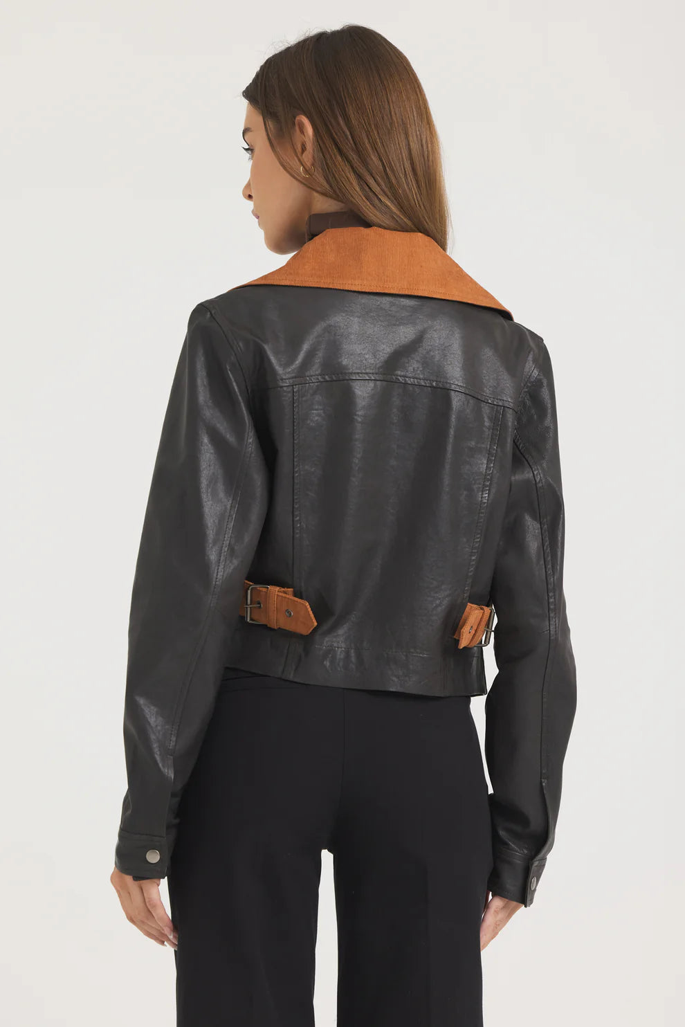 Moira Wrinkled Leather Jacket - Chocolate by Jakett — view 3