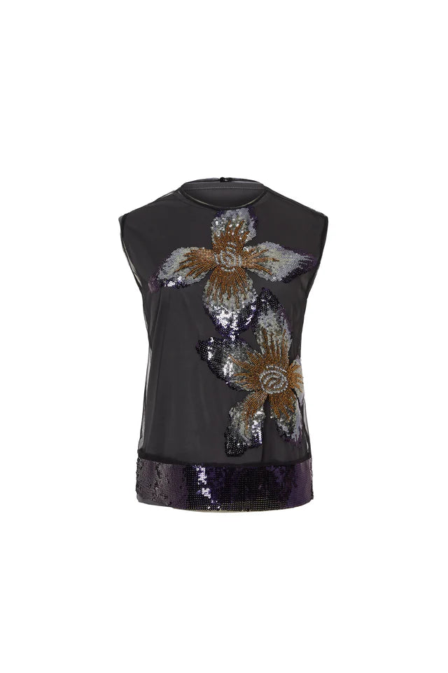 Floral Éclat Tulle Top - Berry by Psophia — view 3