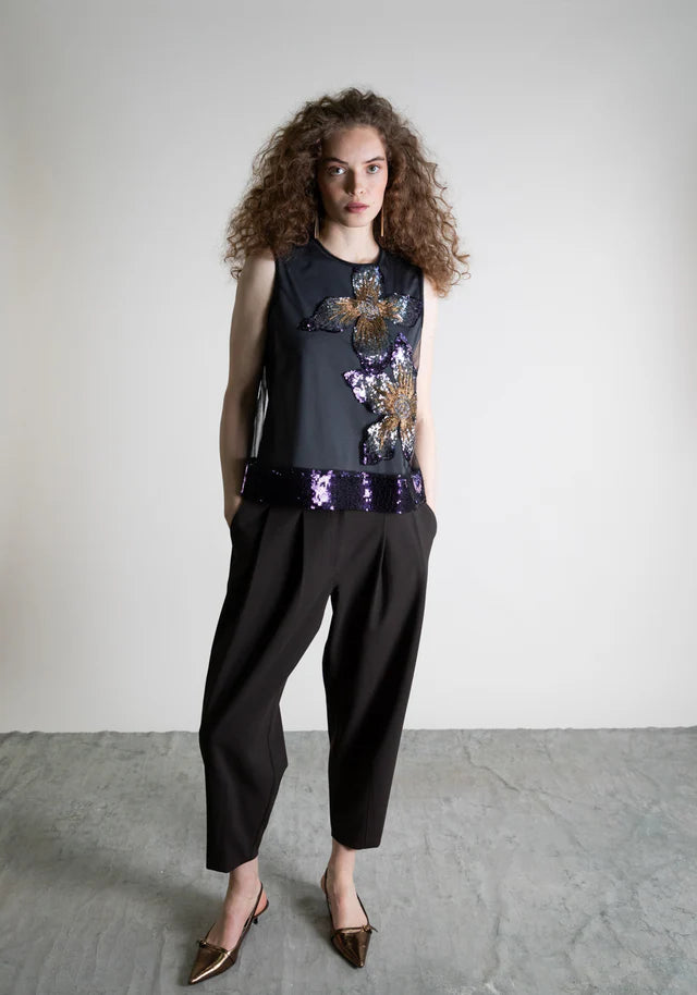 Floral Éclat Tulle Top - Berry by Psophia — alternate view
