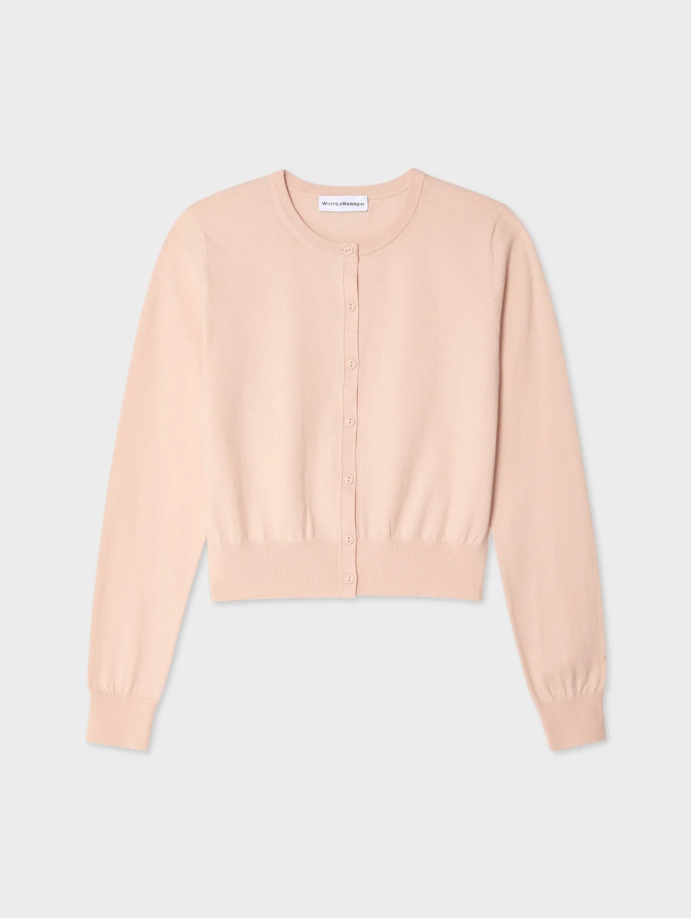 Organic Cotton Crewneck Cardigan - Desert Pink by White + Warren — view 5