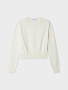 Organic Cotton Crewneck Cardigan - White by White + Warren — view 4