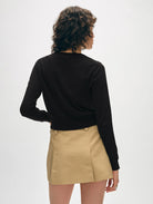 Organic Cotton Crewneck Cardigan - Black by White + Warren — view 3
