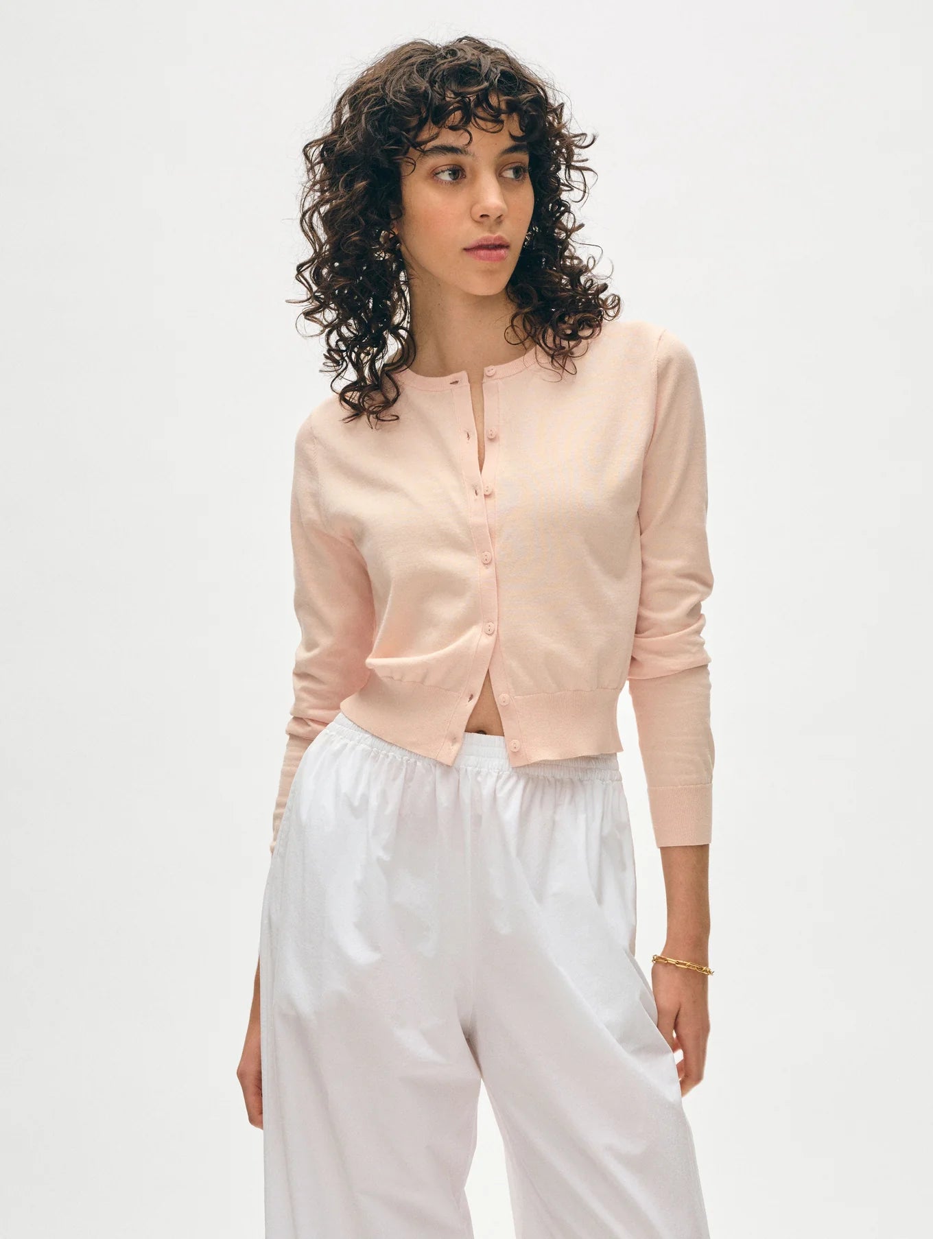 Organic Cotton Crewneck Cardigan - Desert Pink by White + Warren | 25 South Boutiques