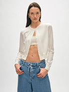 Organic Cotton Crewneck Cardigan - White by White + Warren | 25 South Boutiques