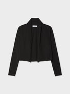 Organic Cotton Cropped Trapeze Cardigan - Black by White + Warren — view 5