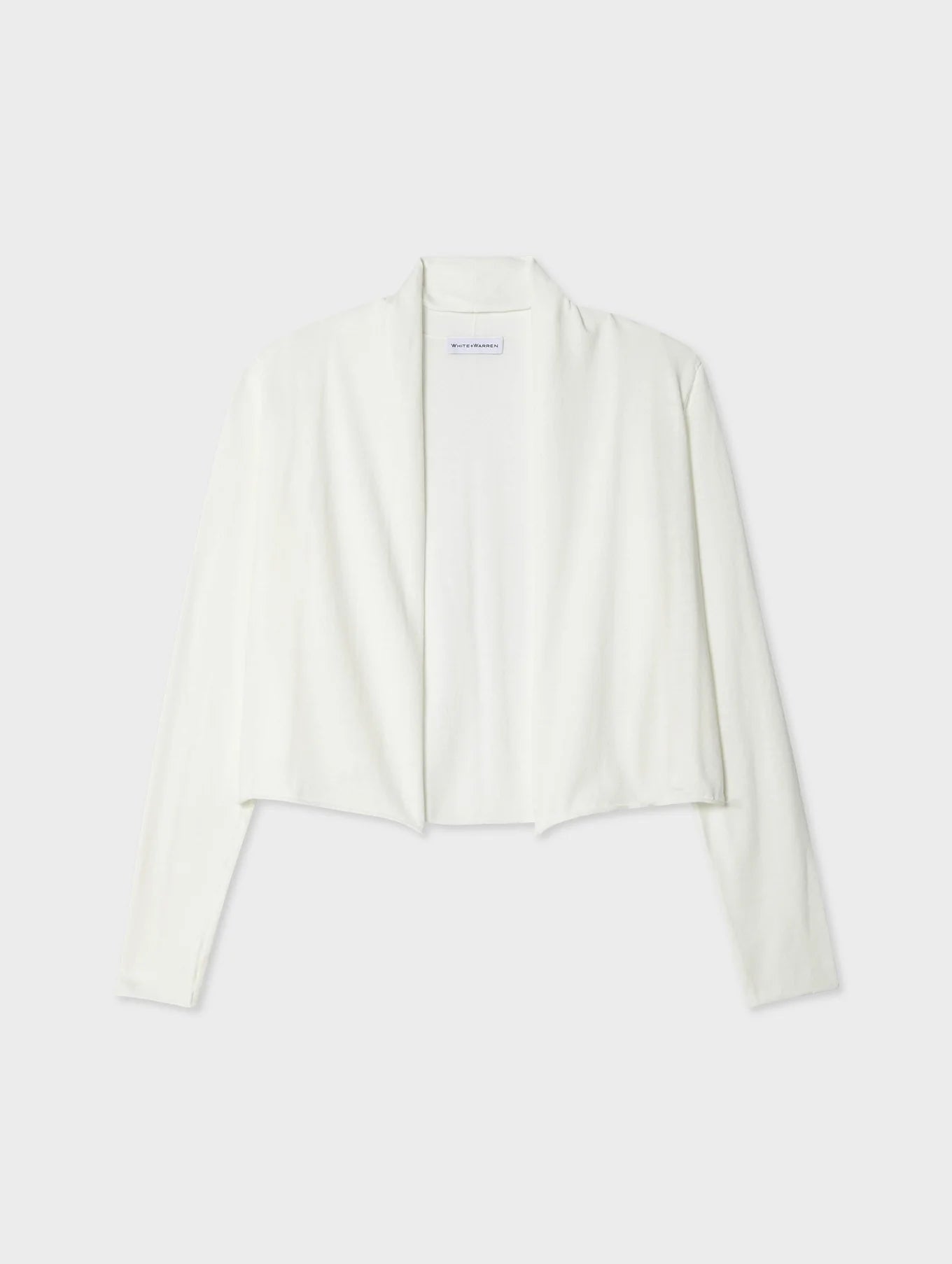 Organic Cotton Cropped Trapeze Cardigan - White by White + Warren — view 5