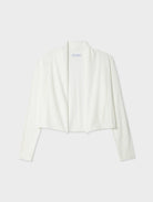 Organic Cotton Cropped Trapeze Cardigan - White by White + Warren — view 5