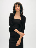Organic Cotton Cropped Trapeze Cardigan - Black by White + Warren | 25 South Boutiques