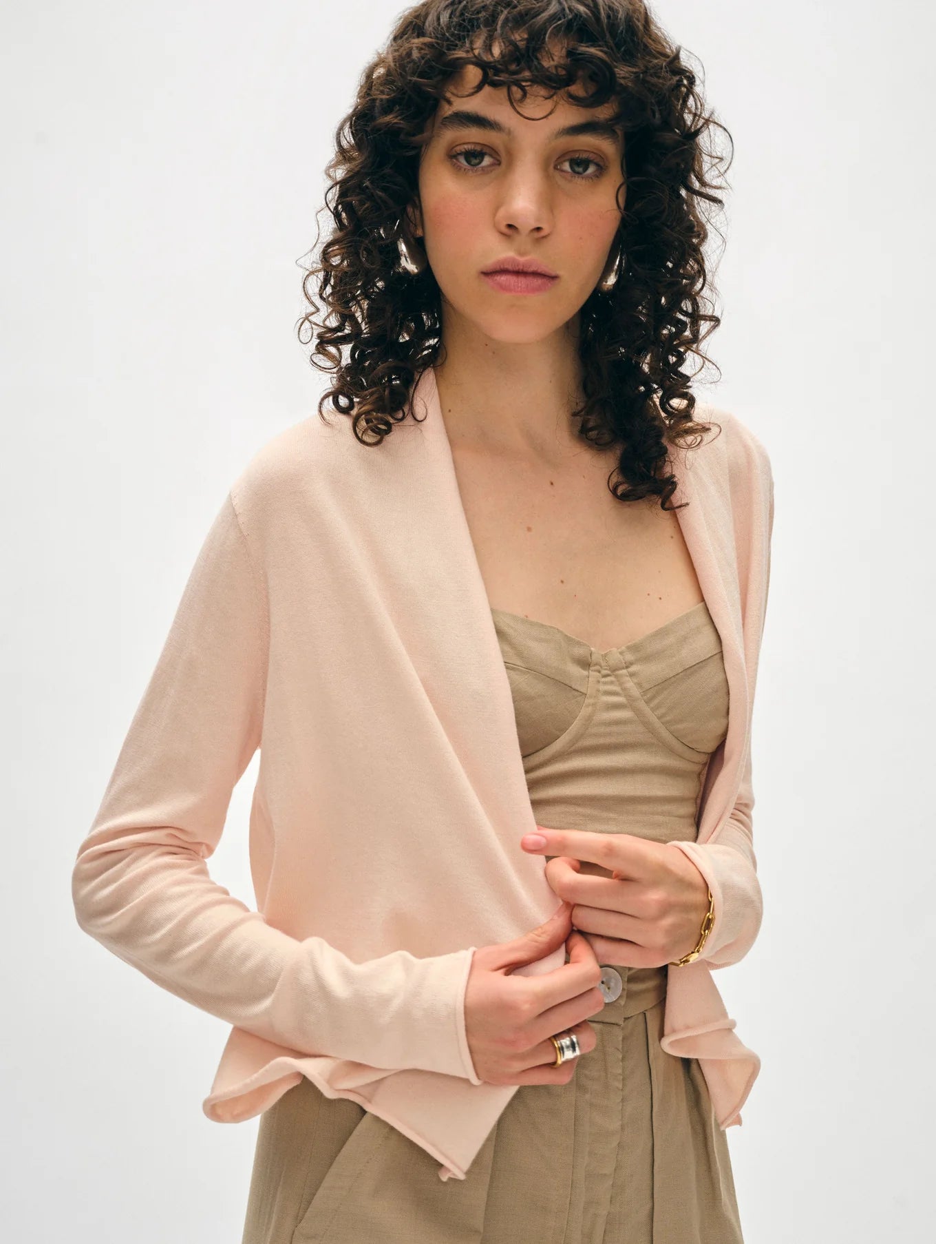 Organic Cotton Cropped Trapeze Cardigan - Desert Pink by White + Warren | 25 South Boutiques