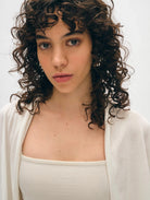 Organic Cotton Cropped Trapeze Cardigan - White by White + Warren — view 3