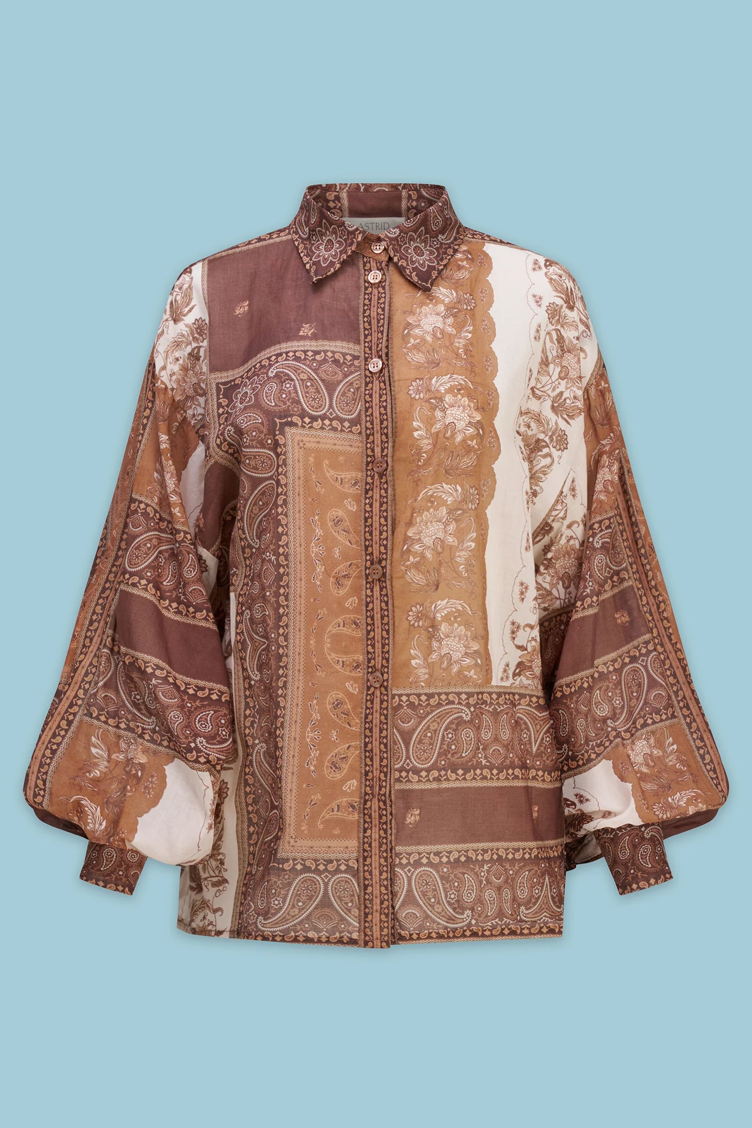 Gemma Blouse - Brown Scarf by Astrid — view 5