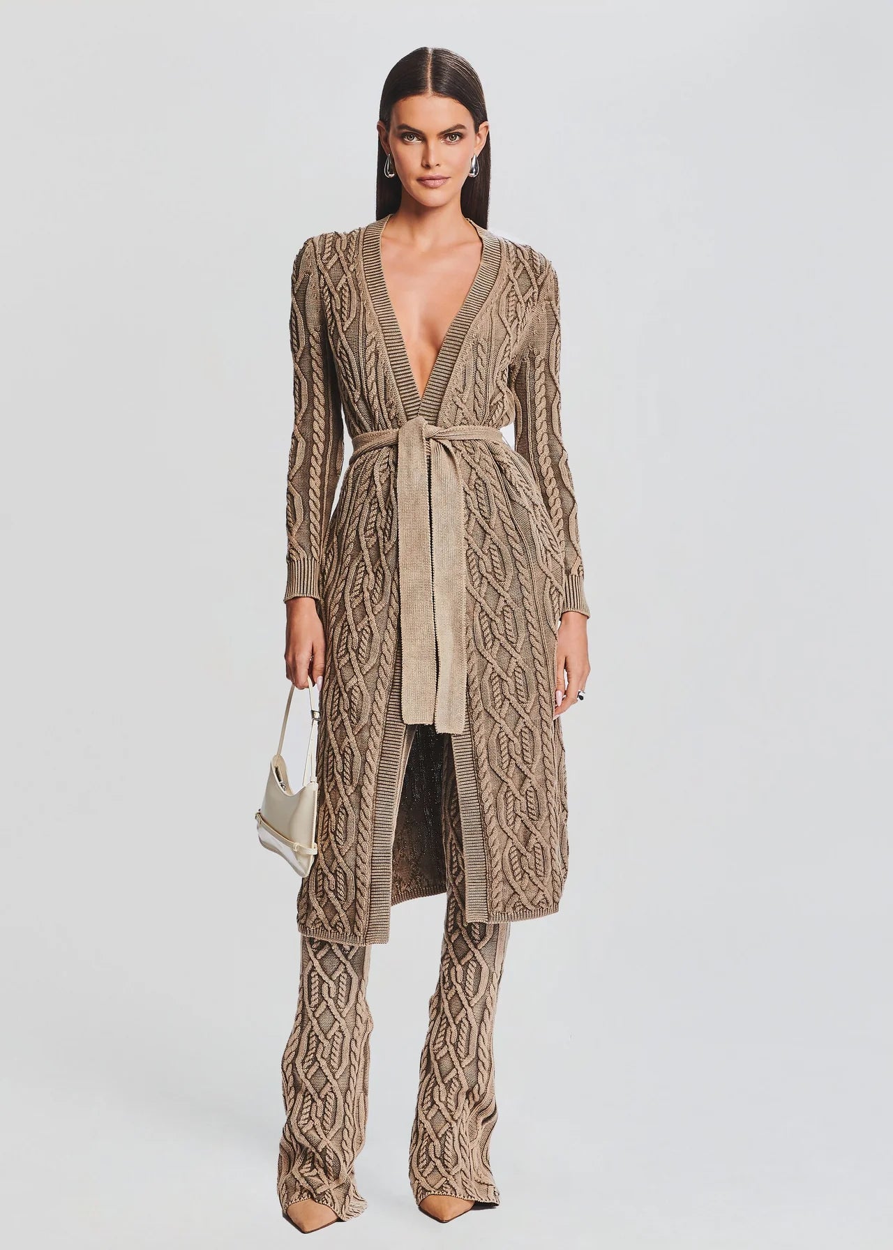 Adaline Cable Knit Cardigan - Tan by SER.O.YA | 25 South Boutiques