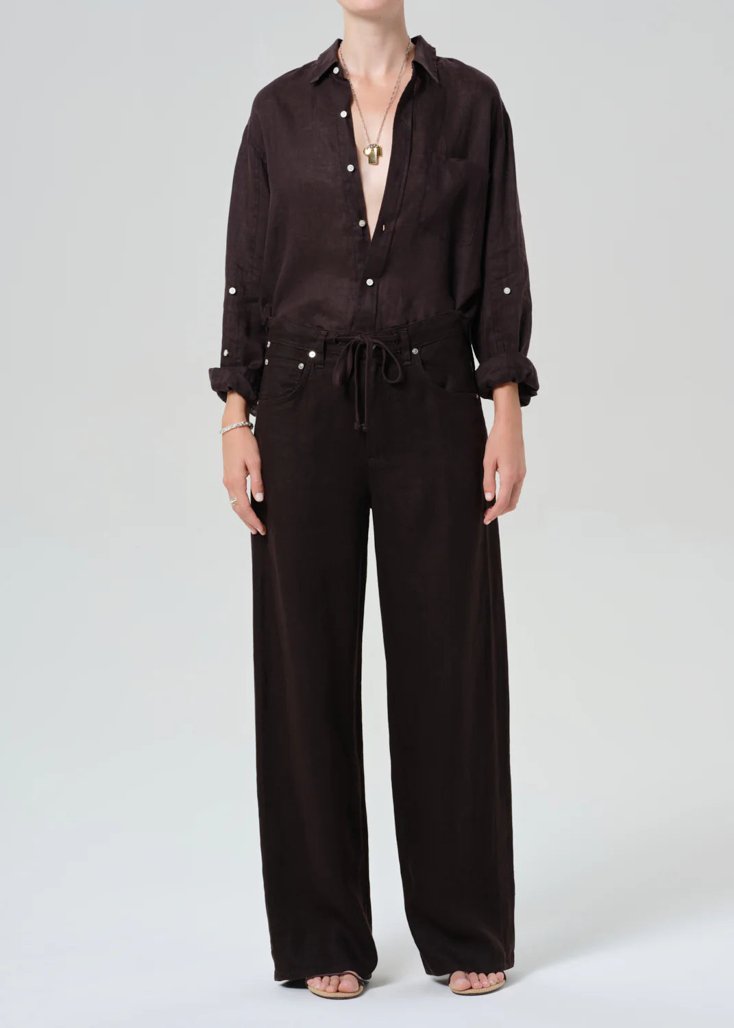 Brynn Drawstring Linen Trouser - Chocolate by Citizens of Humanity | 25 South Boutiques