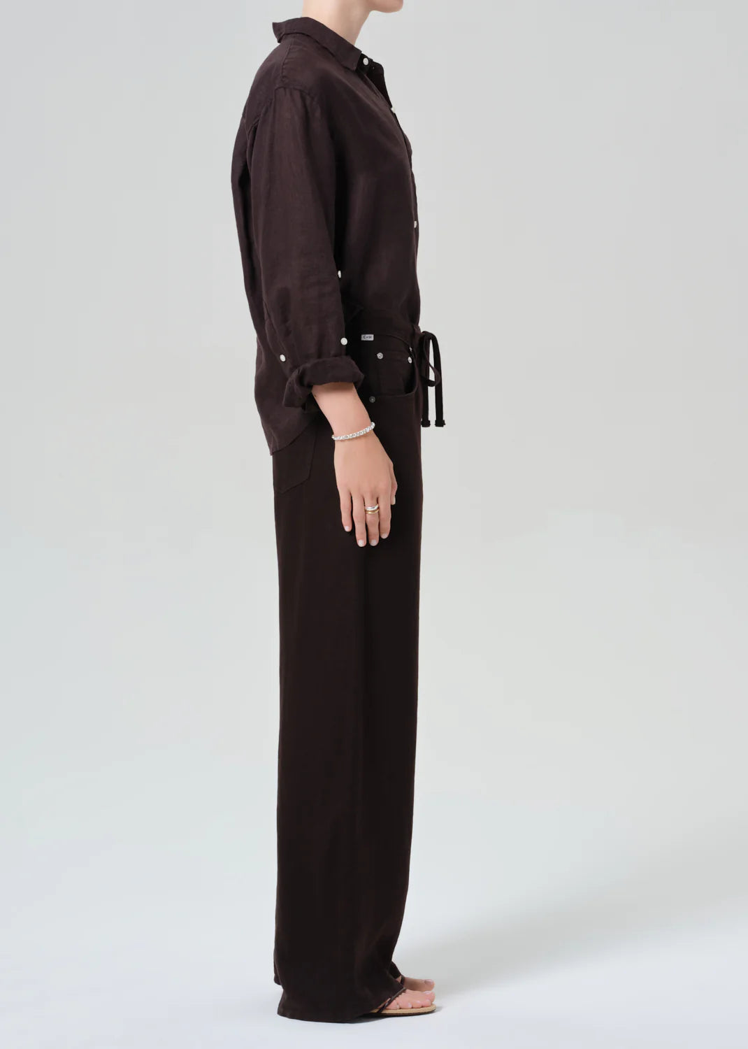 Brynn Drawstring Linen Trouser - Chocolate by Citizens of Humanity — view 3