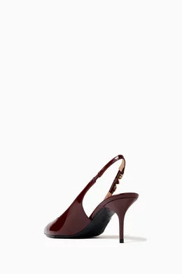 Love Chain-strap 70 Slingback Pump - Patent Burgundy by Love Moschino — view 3