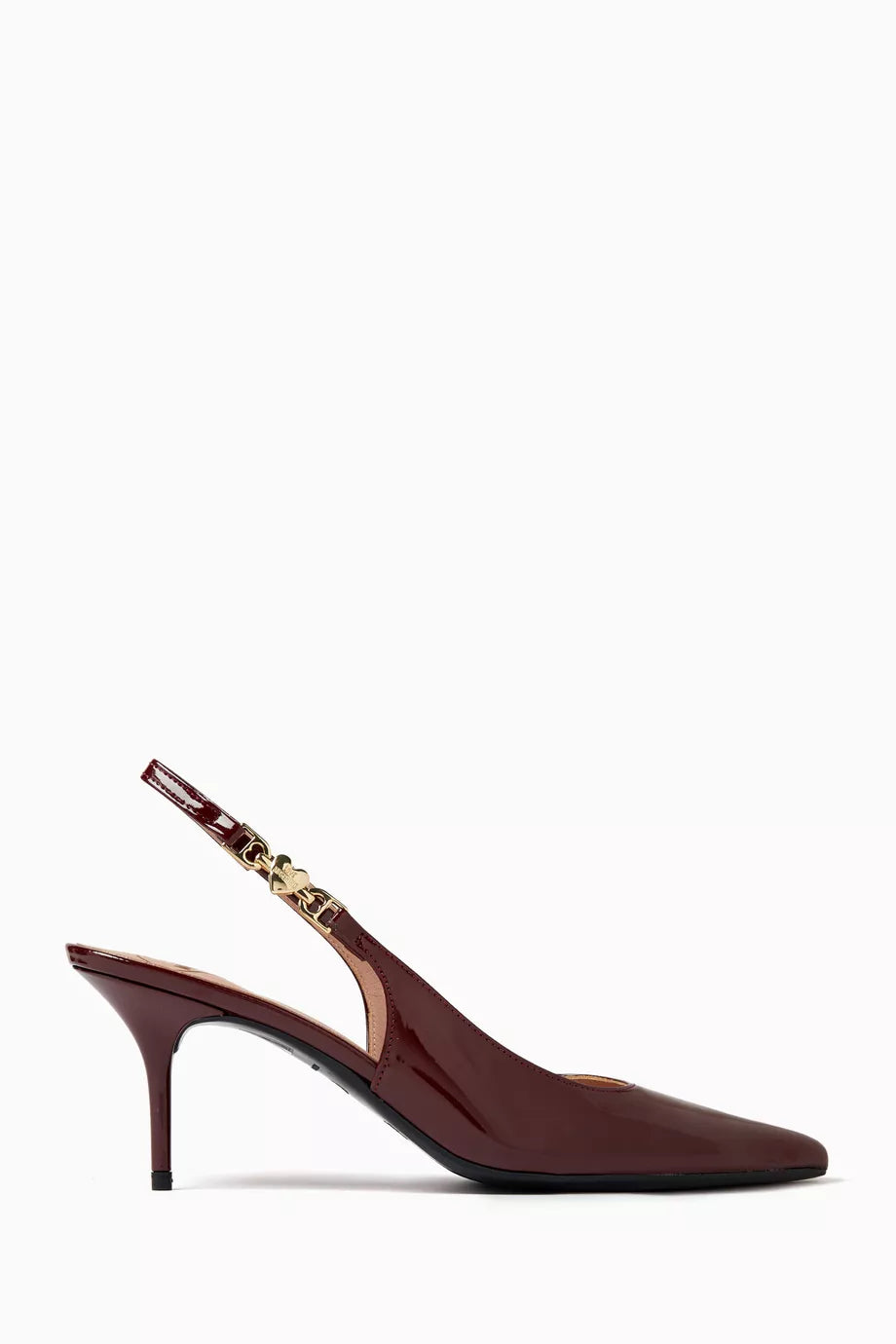 Love Chain-strap 70 Slingback Pump - Patent Burgundy by Love Moschino | 25 South Boutiques