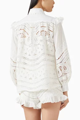 Rythmic Lace Top - Off White by PatBo — view 3