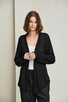 Cotton Linen Silk Cardigan - Black by Kristensen | 25 South Boutiques