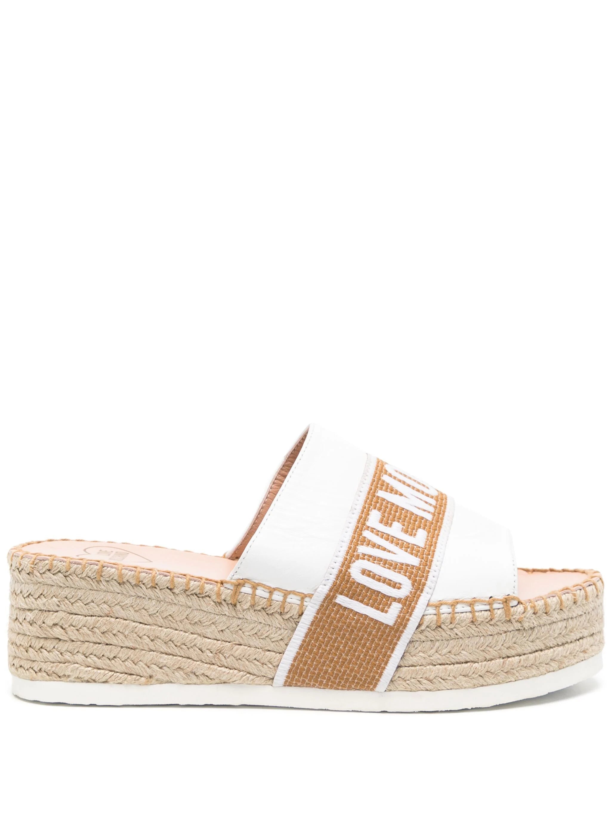 Logo Jacquard Wedge Espadrilles - White by Love Moschino | 25 South Boutiques