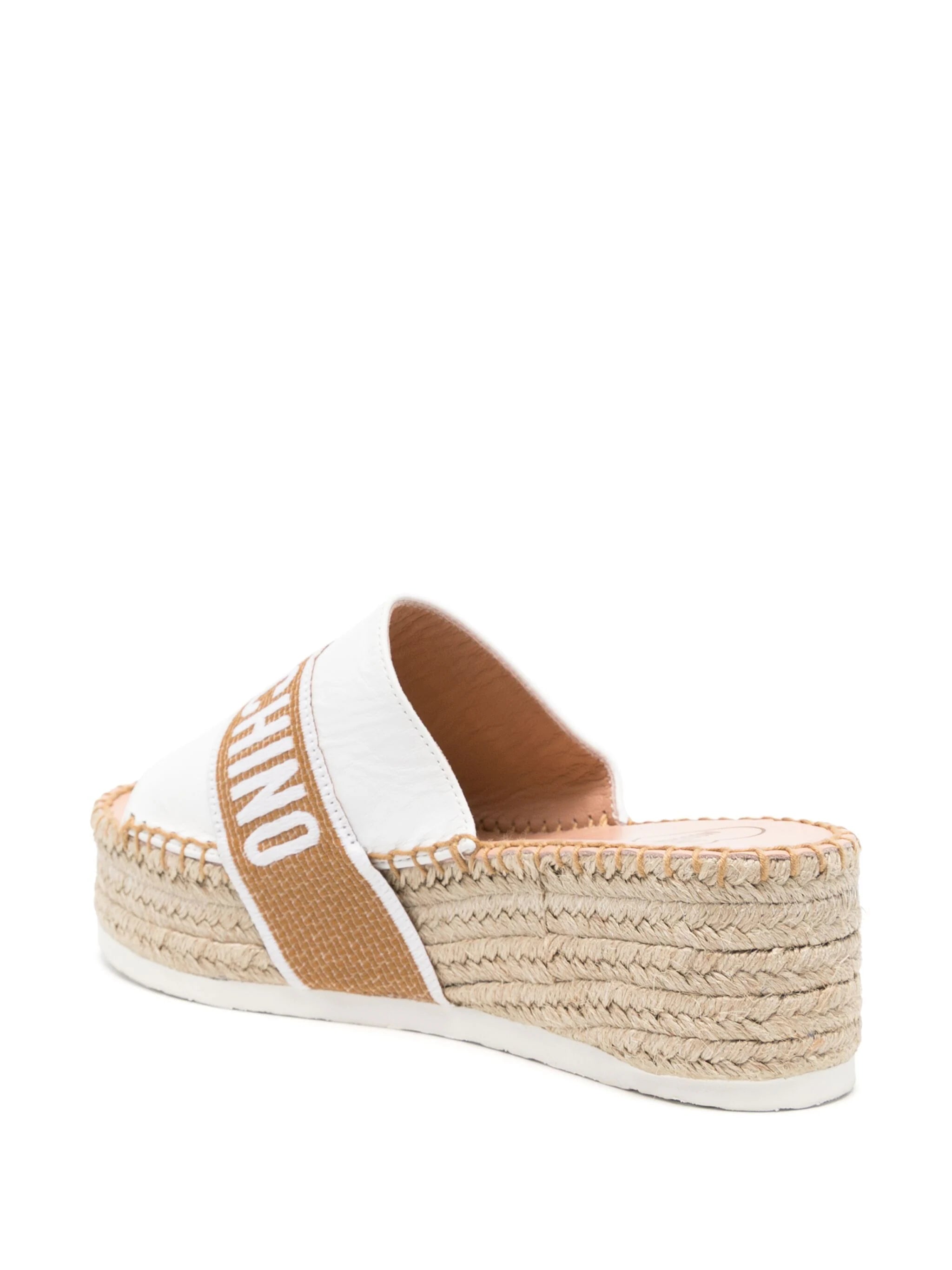 Logo Jacquard Wedge Espadrilles - White by Love Moschino — view 3