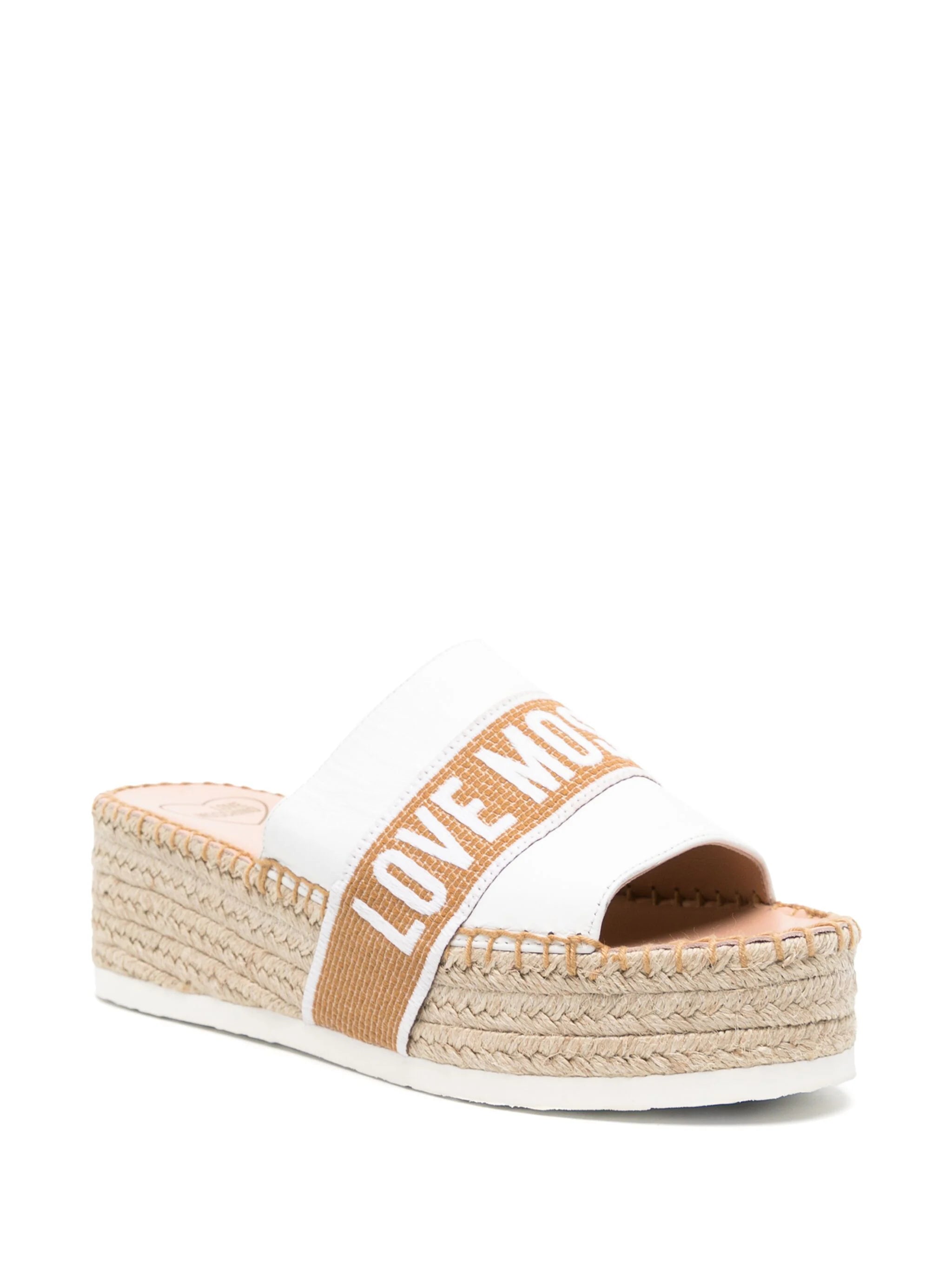 Logo Jacquard Wedge Espadrilles - White by Love Moschino — alternate view