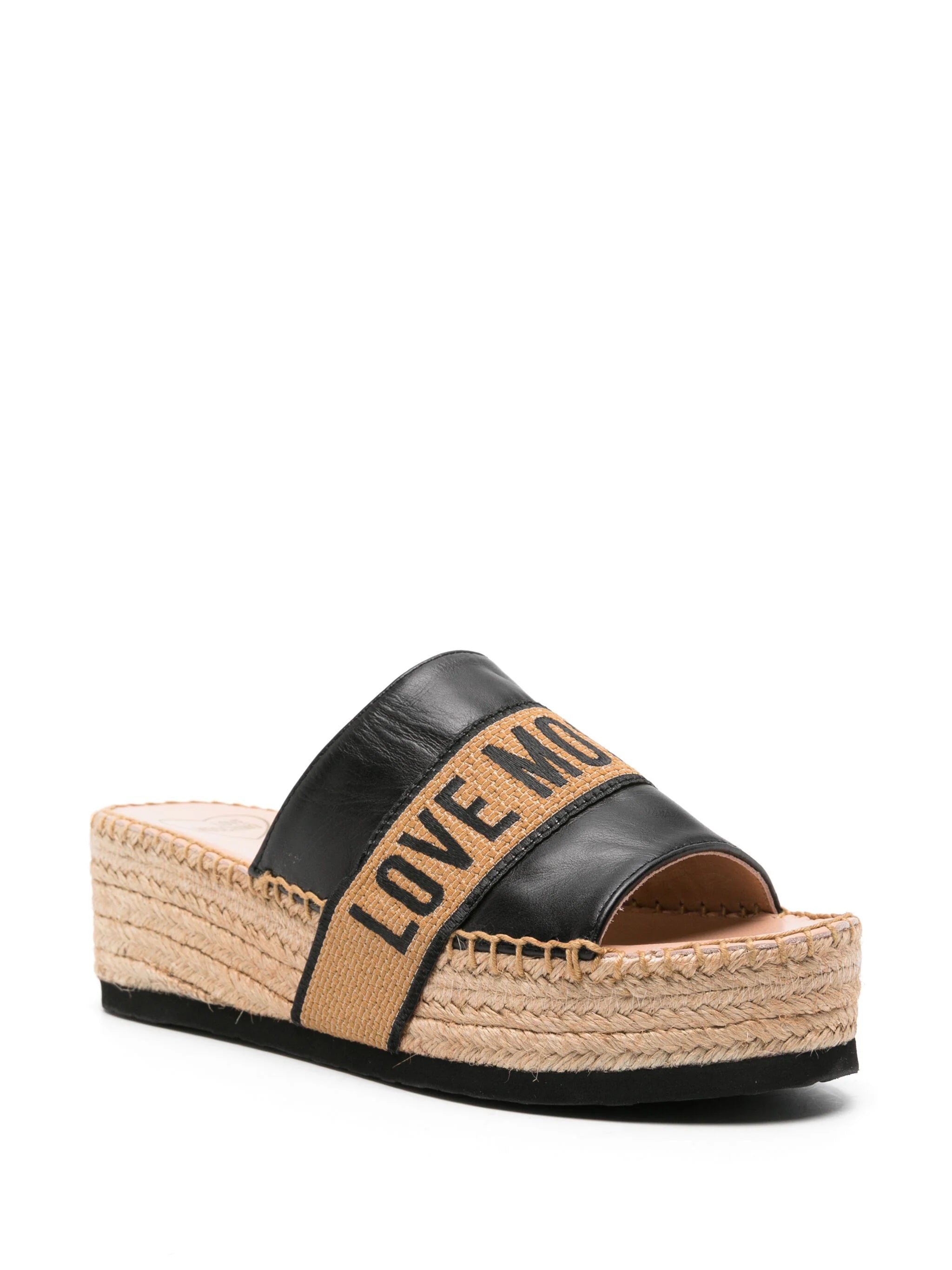 Logo Jacquard Wedge Espadrilles - Black by Love Moschino — alternate view