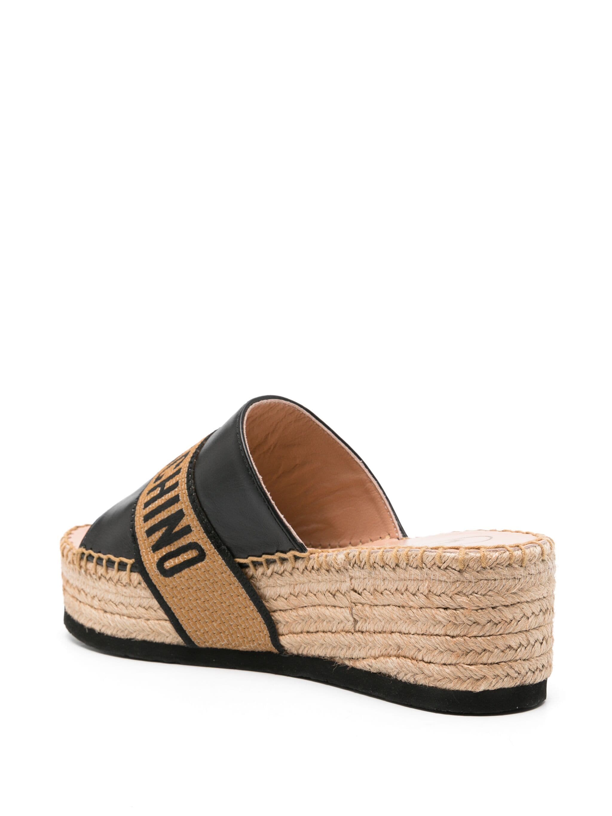 Logo Jacquard Wedge Espadrilles - Black by Love Moschino — view 4
