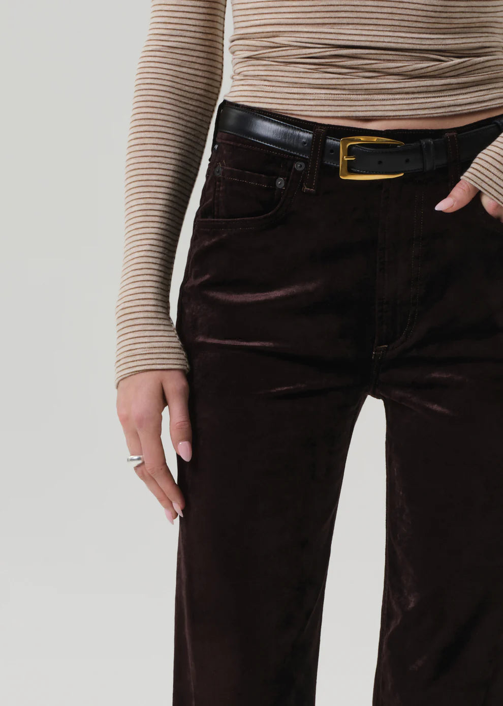 Delfina Straight Velvet - Espresso by Citizens of Humanity — view 5