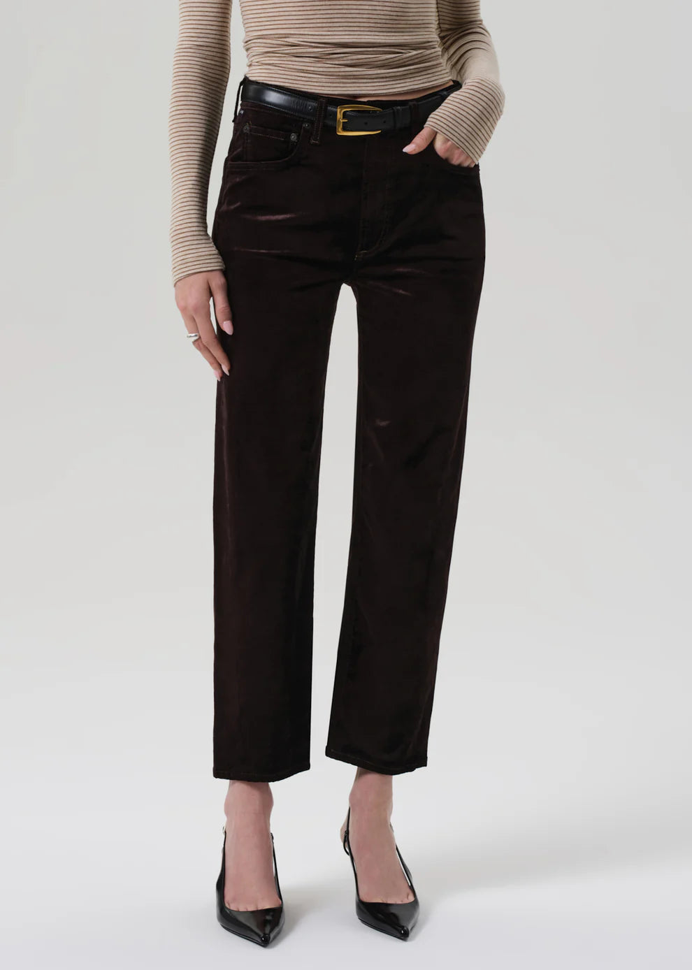 Delfina Straight Velvet - Espresso by Citizens of Humanity — alternate view