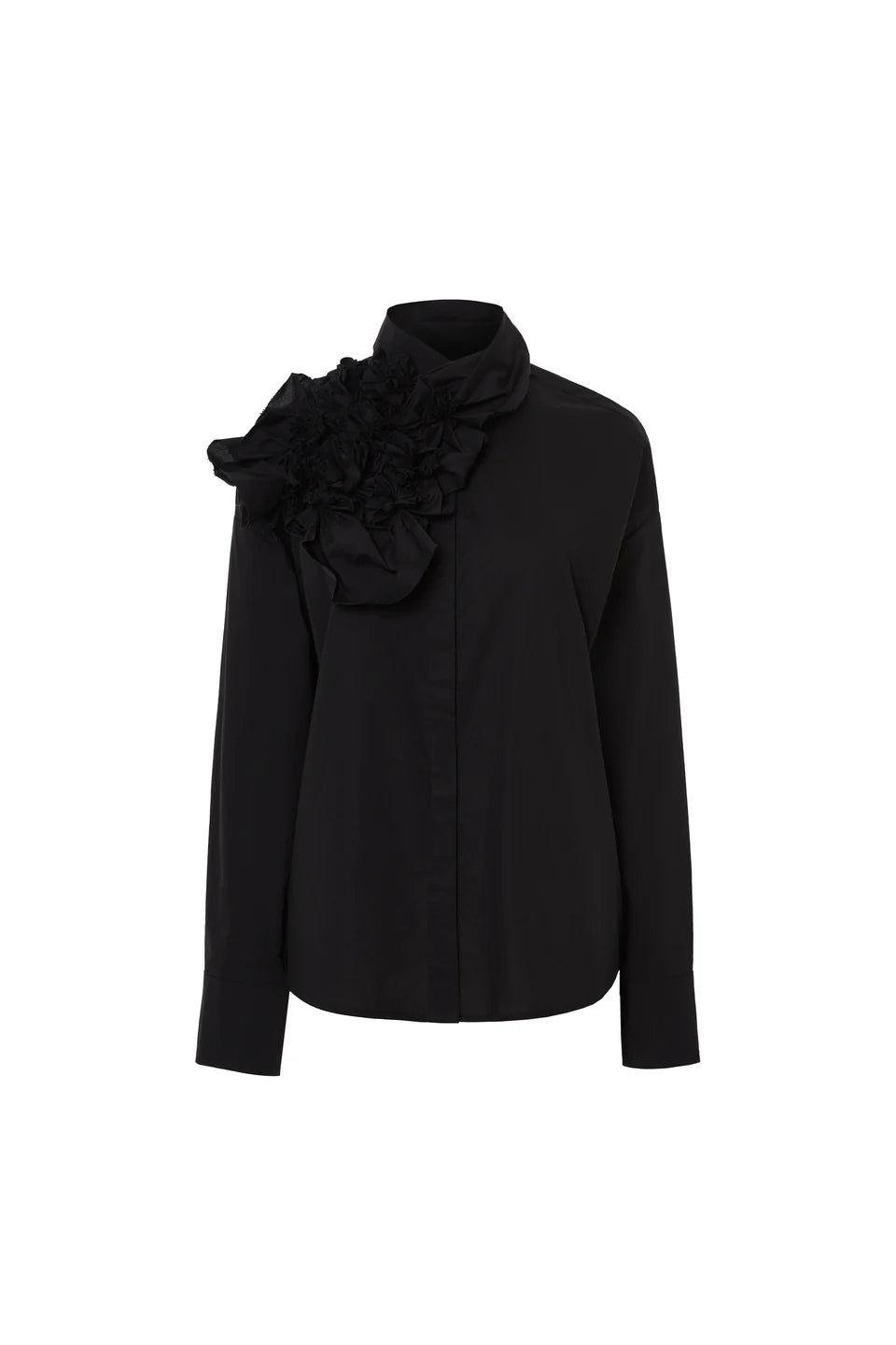 Lateral Bloom Shirt - Black by Psophia — view 6