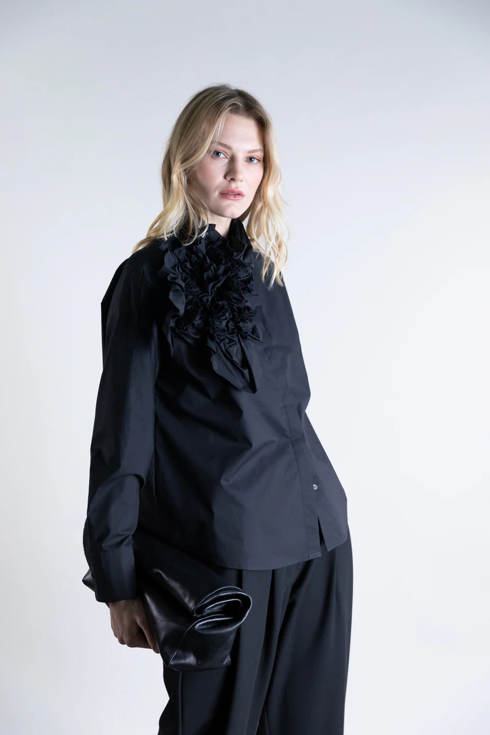 Lateral Bloom Shirt - Black by Psophia — view 3