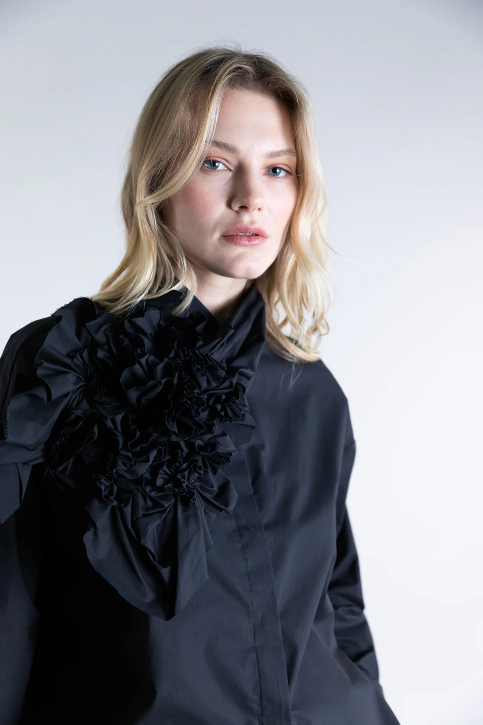 Lateral Bloom Shirt - Black by Psophia — view 5