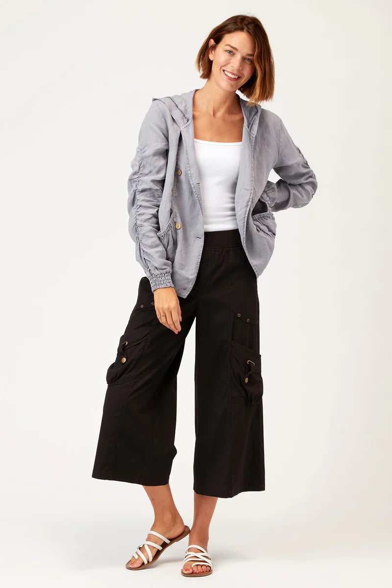 Faulkner Wide Leg Crop - Black by XCVI — view 4