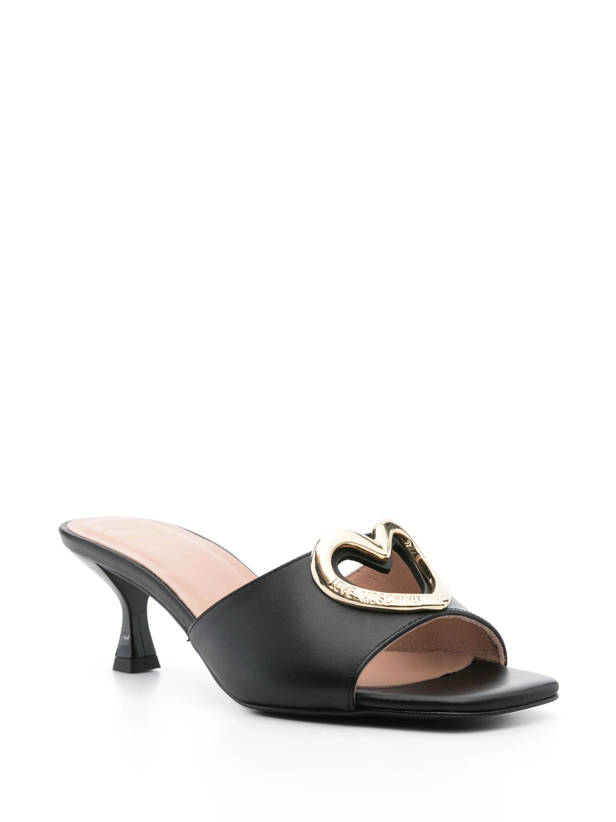 Logo Plaque Leather Mules - Black by Love Moschino — alternate view