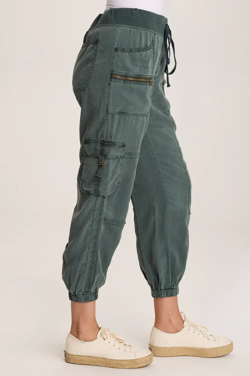 Hansa Twill Cargo Jogger Pant - Silken Pine Pigment by XCVI — alternate view